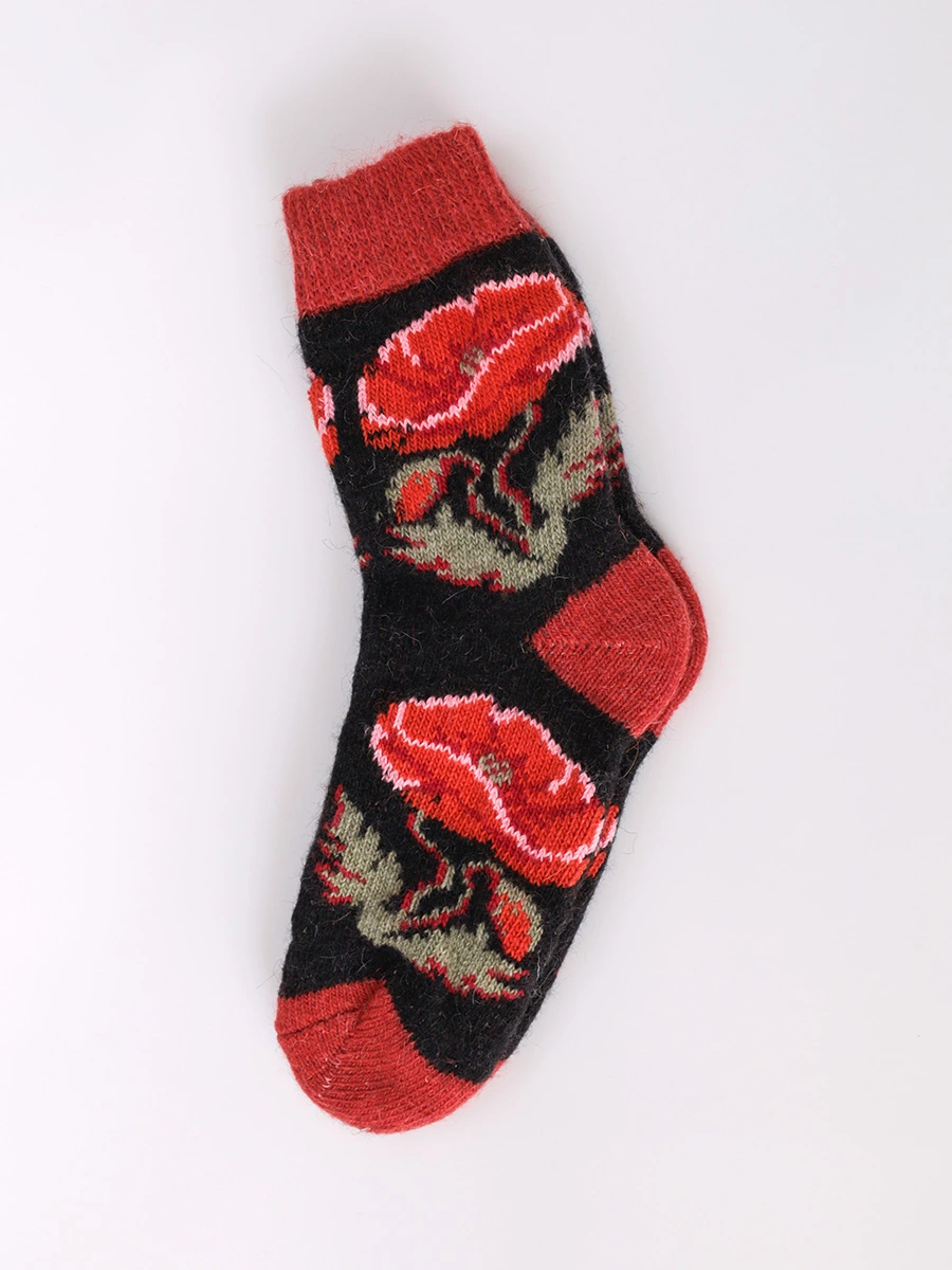 Носки шерстяные с цветочным принтом
